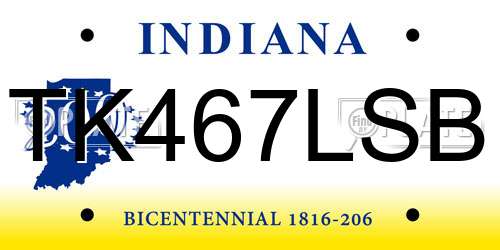 TK467LSB Indiana License Plate