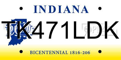 TK471LDK Indiana License Plate