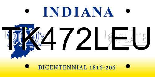 TK472LEU Indiana License Plate