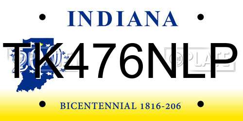 TK476NLP Indiana License Plate