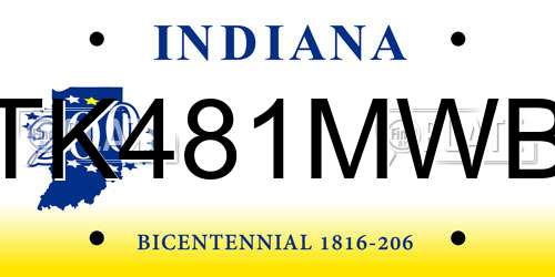 TK481MWB Indiana License Plate