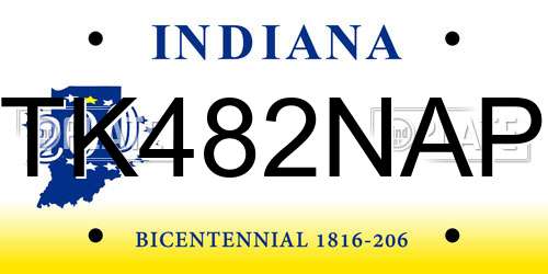 TK482NAP Indiana License Plate