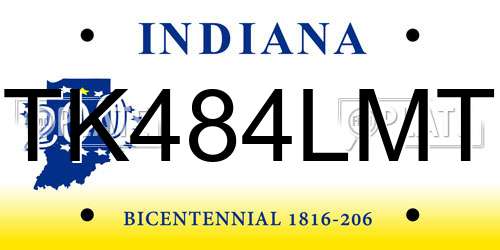 TK484LMT Indiana License Plate