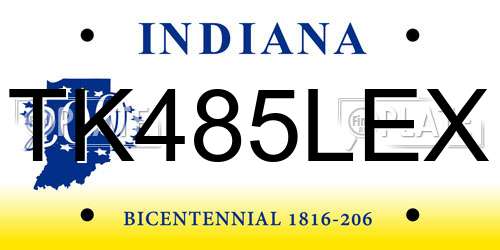 TK485LEX Indiana License Plate