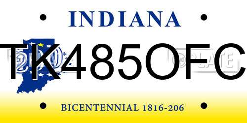 TK485OFC Indiana License Plate