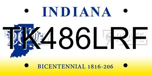 TK486LRF Indiana License Plate