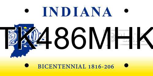 TK486MHK Indiana License Plate