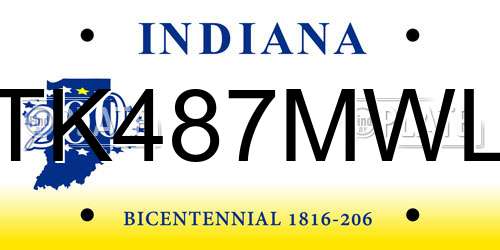 TK487MWL Indiana License Plate