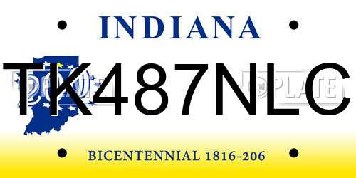 TK487NLC Indiana License Plate