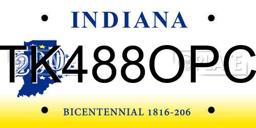 TK488OPC Indiana License Plate