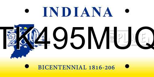 TK495MUQ Indiana License Plate