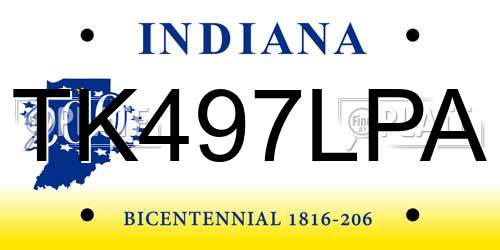 TK497LPA Indiana License Plate