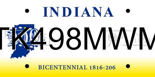 TK498MWM Indiana License Plate