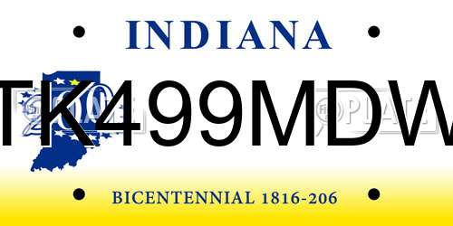 TK499MDW Indiana License Plate