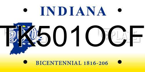 TK501OCF Indiana License Plate