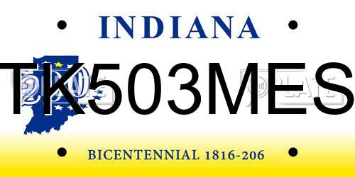 TK503MES Indiana License Plate