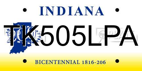 TK505LPA Indiana License Plate