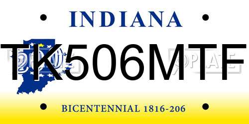 TK506MTF Indiana License Plate