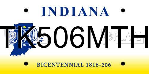 TK506MTH Indiana License Plate