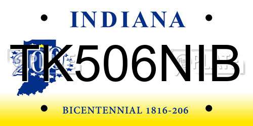 TK506NIB Indiana License Plate