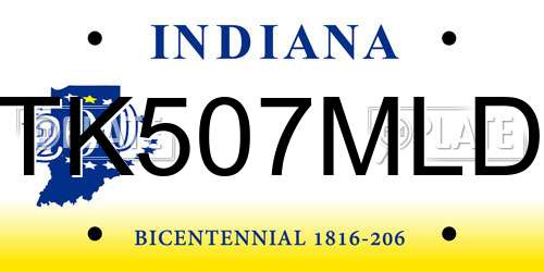 TK507MLD Indiana License Plate