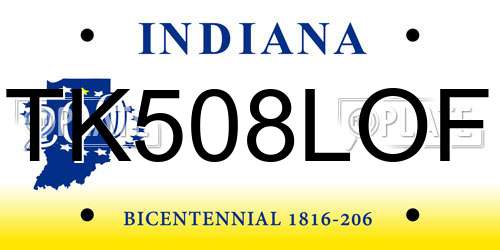 TK508LOF Indiana License Plate