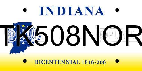 TK508NOR Indiana License Plate