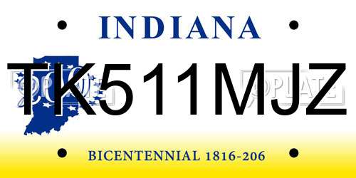 TK511MJZ Indiana License Plate