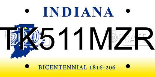 TK511MZR Indiana License Plate