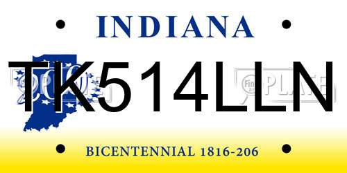TK514LLN Indiana License Plate