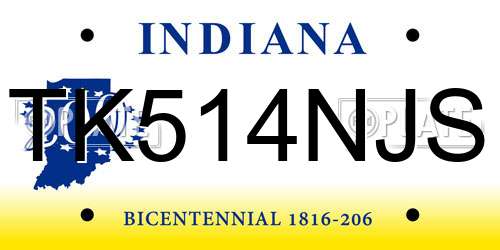 TK514NJS Indiana License Plate