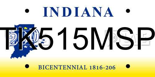 TK515MSP Indiana License Plate