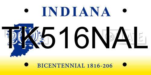 TK516NAL Indiana License Plate