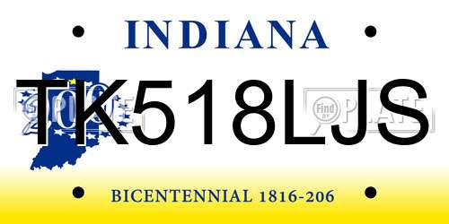 TK518LJS Indiana License Plate
