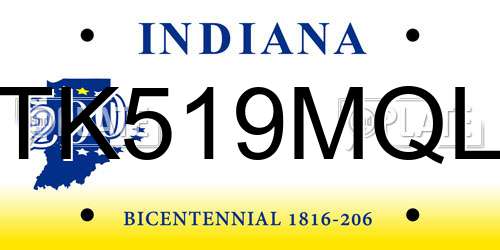 TK519MQL Indiana License Plate