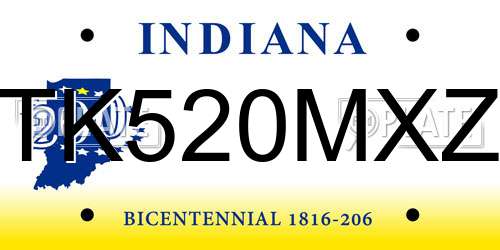 TK520MXZ Indiana License Plate