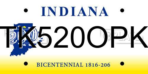 TK520OPK Indiana License Plate