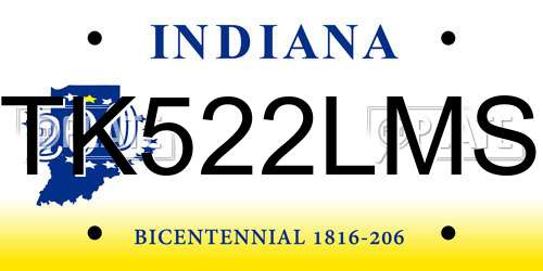 TK522LMS Indiana License Plate