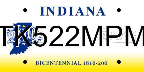 TK522MPM Indiana License Plate