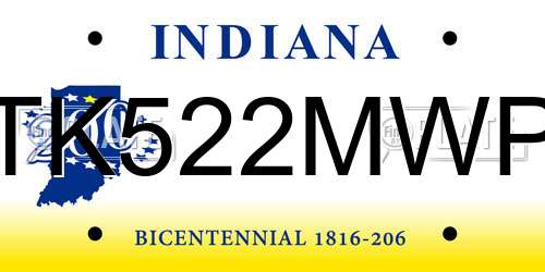TK522MWP Indiana License Plate