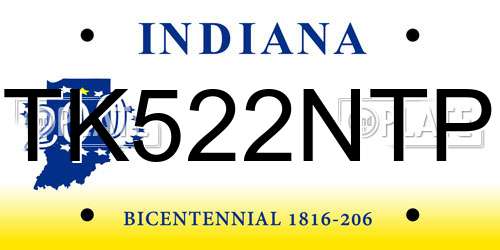 TK522NTP Indiana License Plate