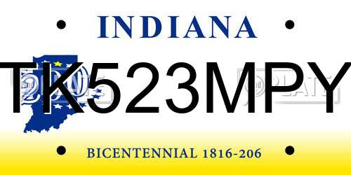 TK523MPY Indiana License Plate
