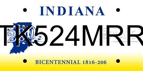 TK524MRR Indiana License Plate