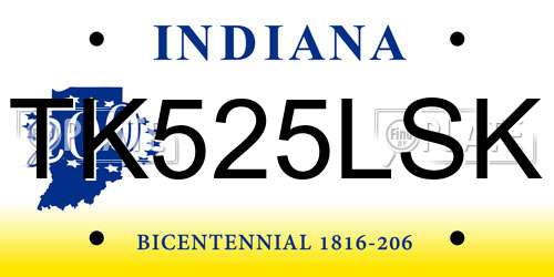 TK525LSK Indiana License Plate