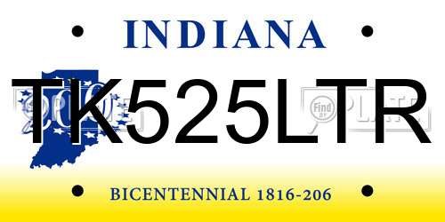 TK525LTR Indiana License Plate