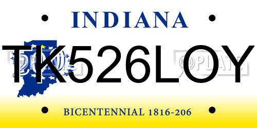 TK526LOY Indiana License Plate