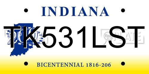 TK531LST Indiana License Plate