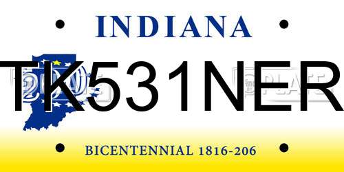 TK531NER Indiana License Plate