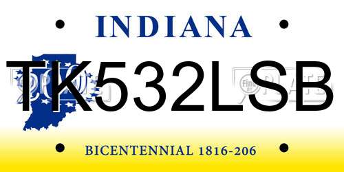TK532LSB Indiana License Plate