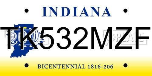 TK532MZF Indiana License Plate